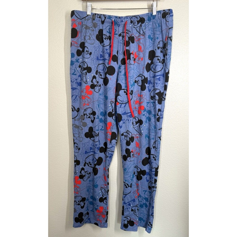 Disney Parks Mickey Mouse Pajama Lounge Pants Mens Blue‎ Sz L Steamboat Fantasia